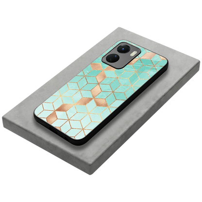 Aqua Mosaic stylish phone case for vivo y16 | glossy glass and slim fit