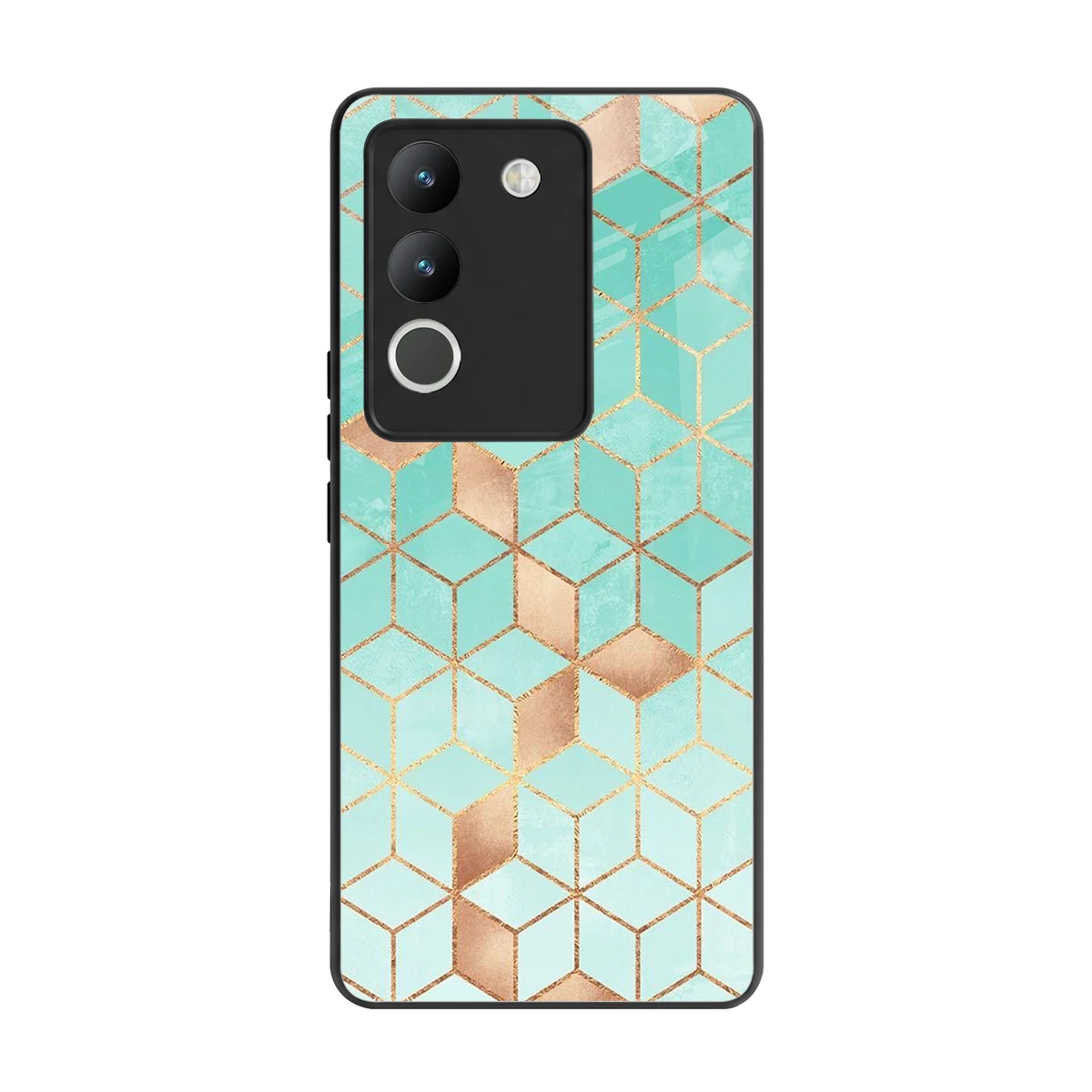 Aqua Mosaic back phone cover | glass case for vivo y200 5g