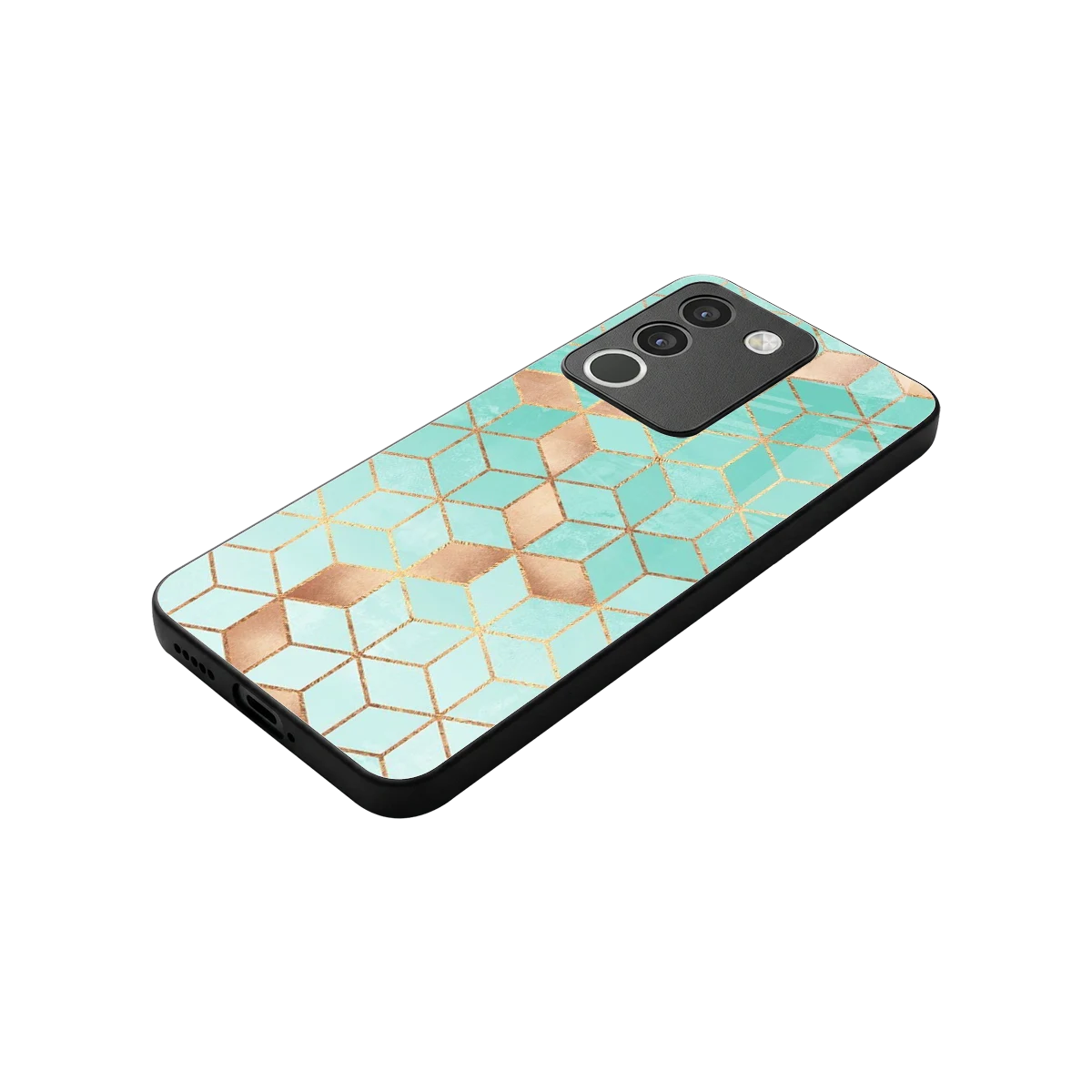 Aqua Mosaic stylish phone case for vivo y200 5g | glossy glass and slim fit