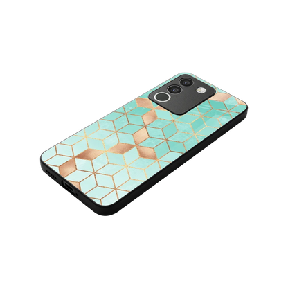 Aqua Mosaic stylish phone case for vivo y200 5g | glossy glass and slim fit