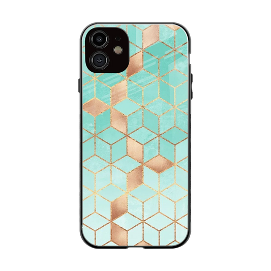 Aqua Mosaic back phone cover | glass case for iphone 12