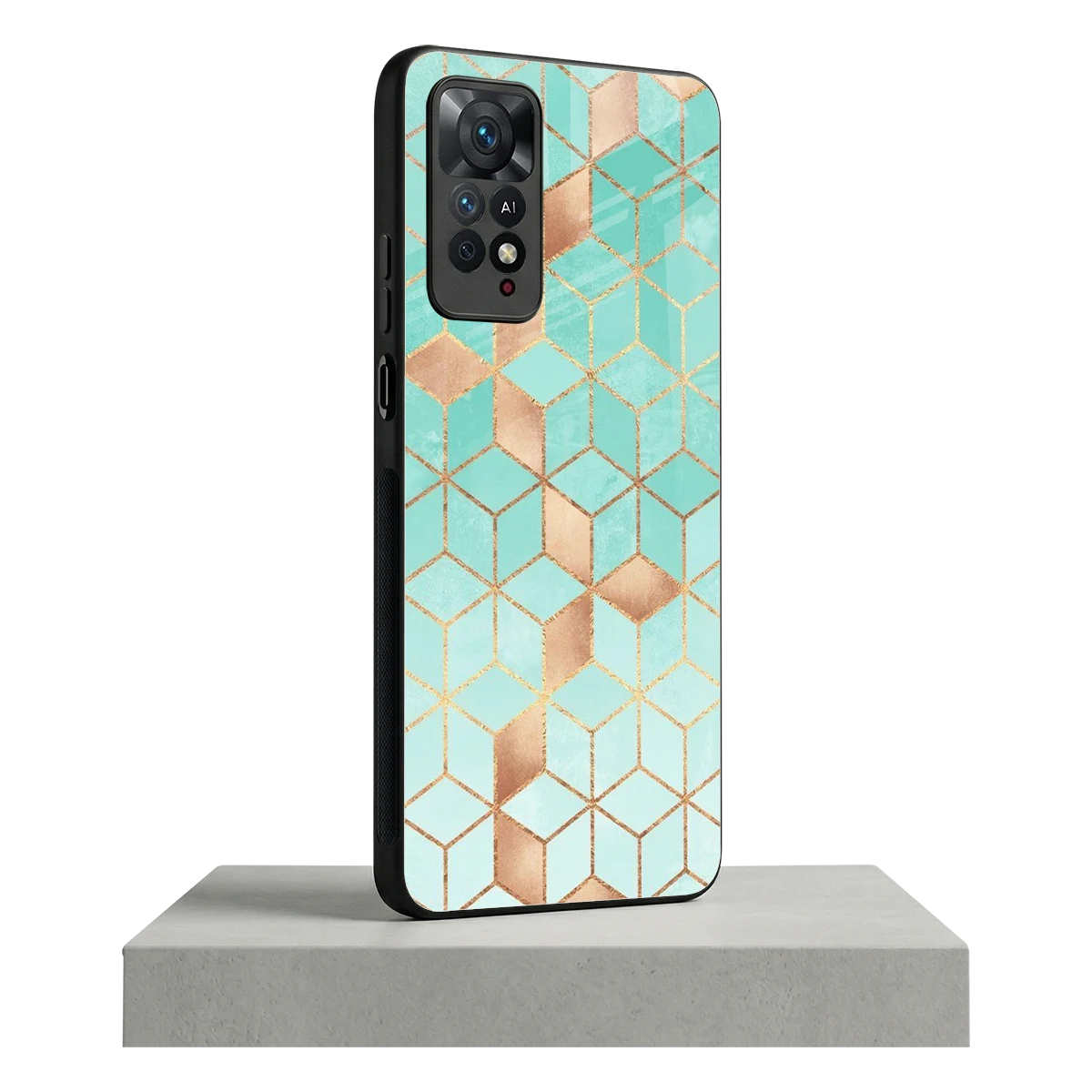 Aqua Mosaic redmi note 11 pro mobile cover | shockproof glass phone case