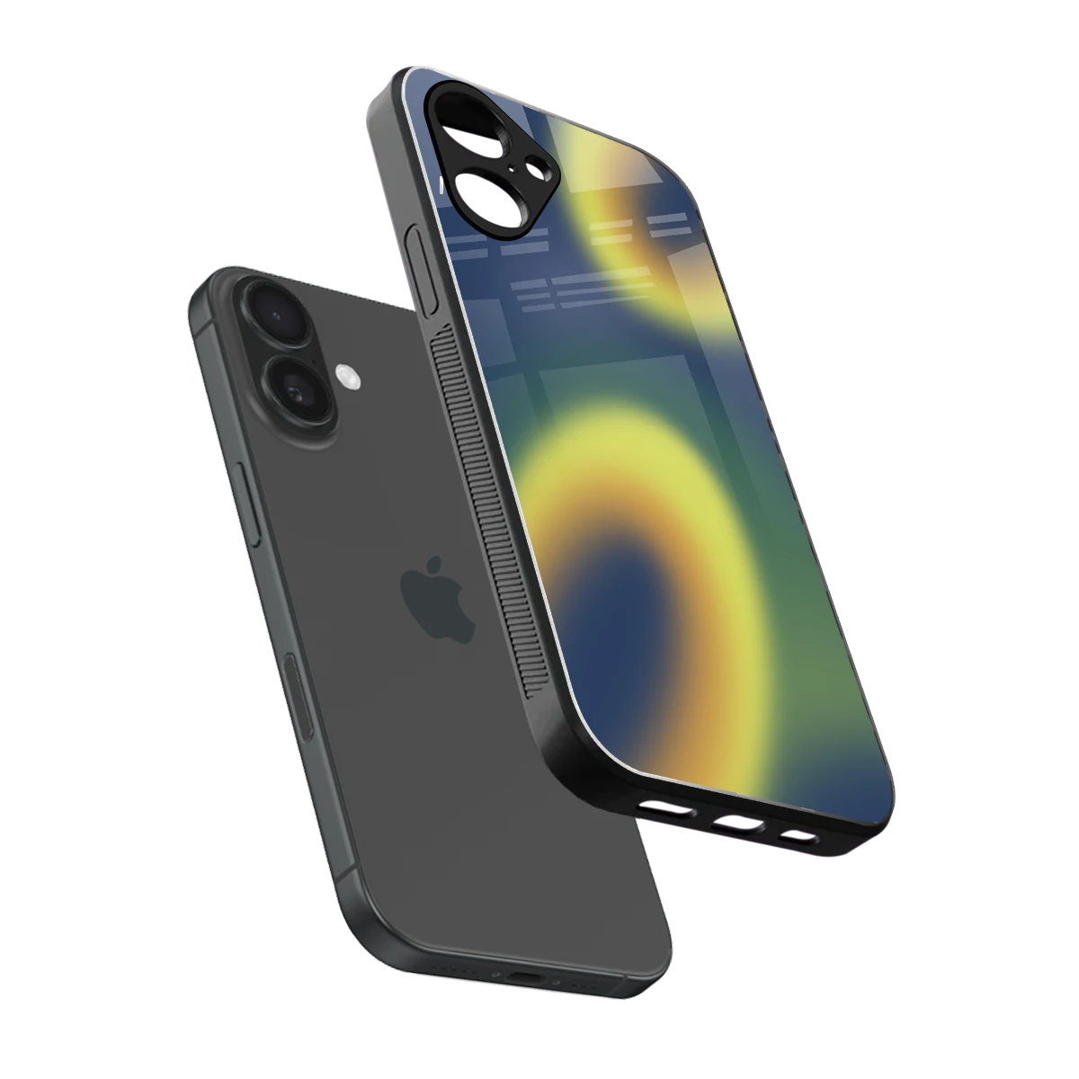 Aqua Sunset sleek iPhone 16 cover with tempered glass back and TPU edges
