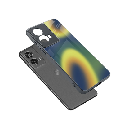 Aqua Sunset sleek motorola edge 50 fusion cover with tempered glass back and TPU edges