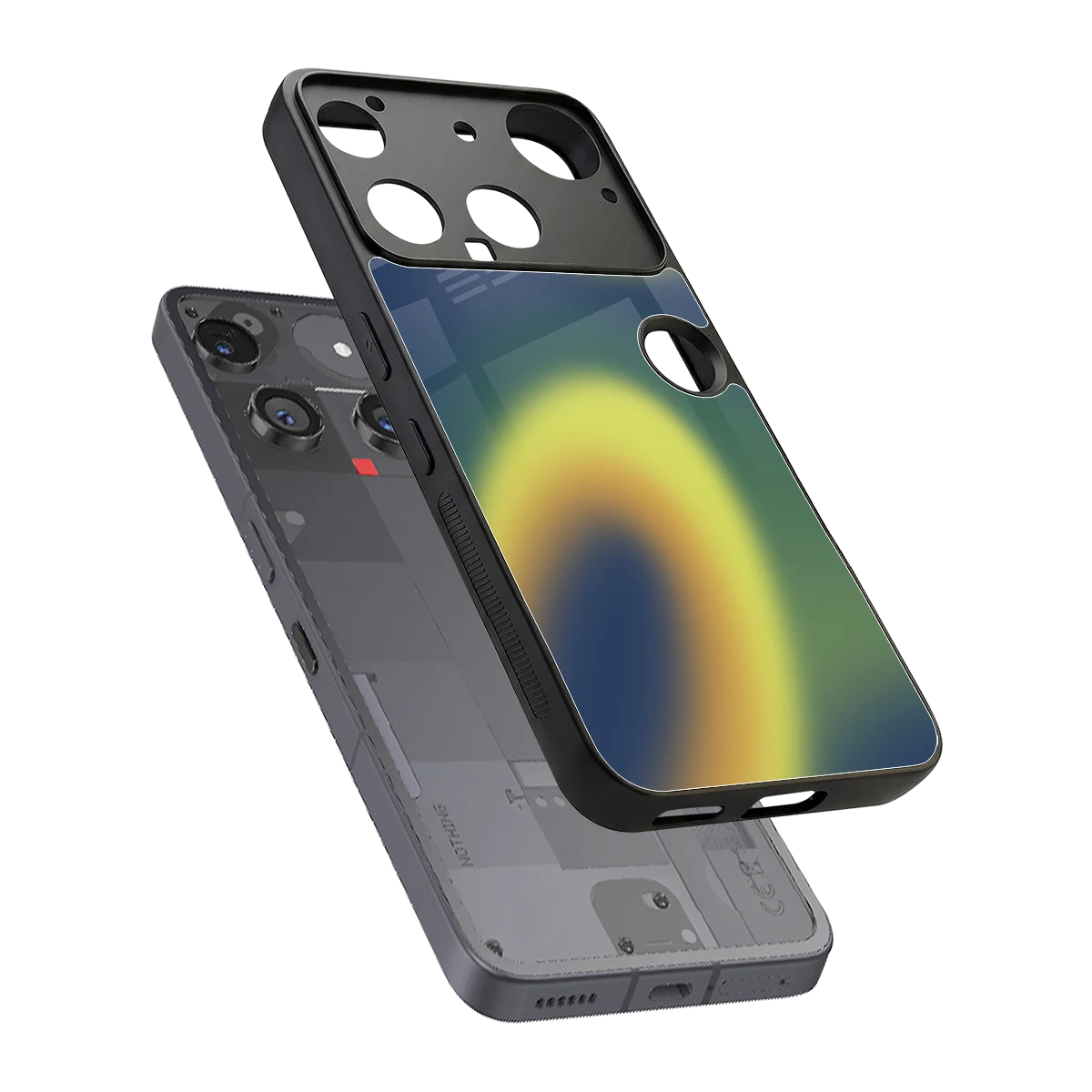Aqua Sunset sleek nothing phone 3 cover with tempered glass back and TPU edges