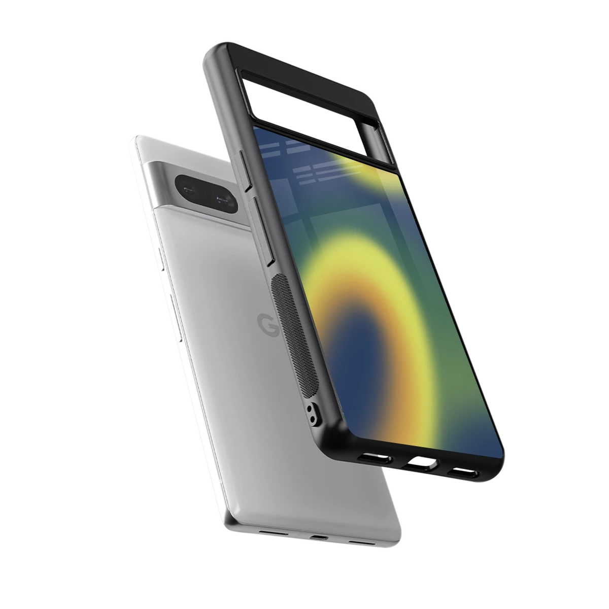 Aqua Sunset sleek google pixel 7 cover with tempered glass back and TPU edges