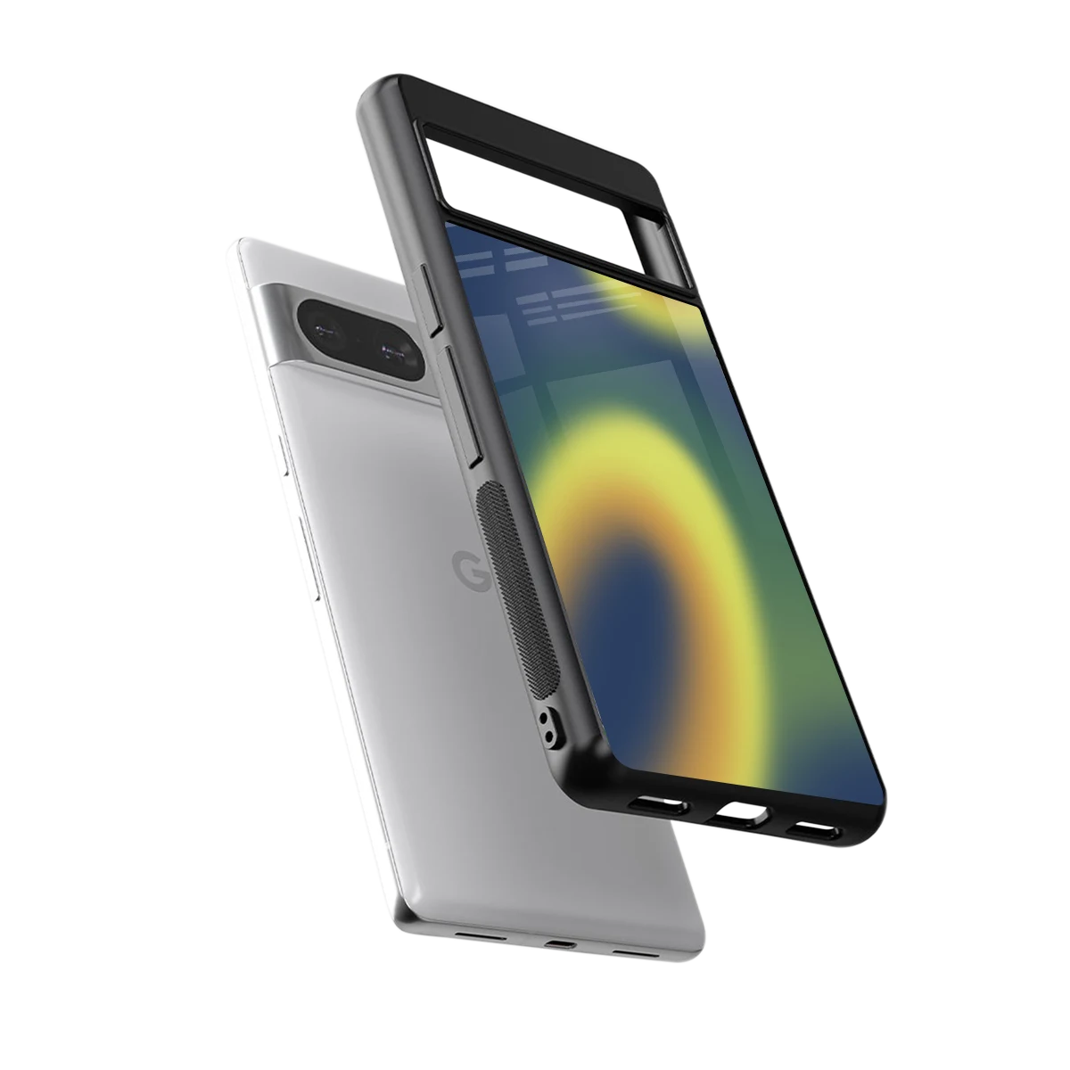 Aqua Sunset sleek google pixel 8 cover with tempered glass back and TPU edges