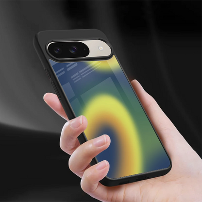 Aqua Sunset sleek google pixel 9 cover with tempered glass back and TPU edges