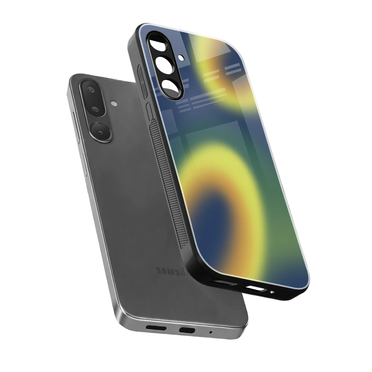 Aqua Sunset sleek samsung galaxy m56 5g cover with tempered glass back and TPU edges