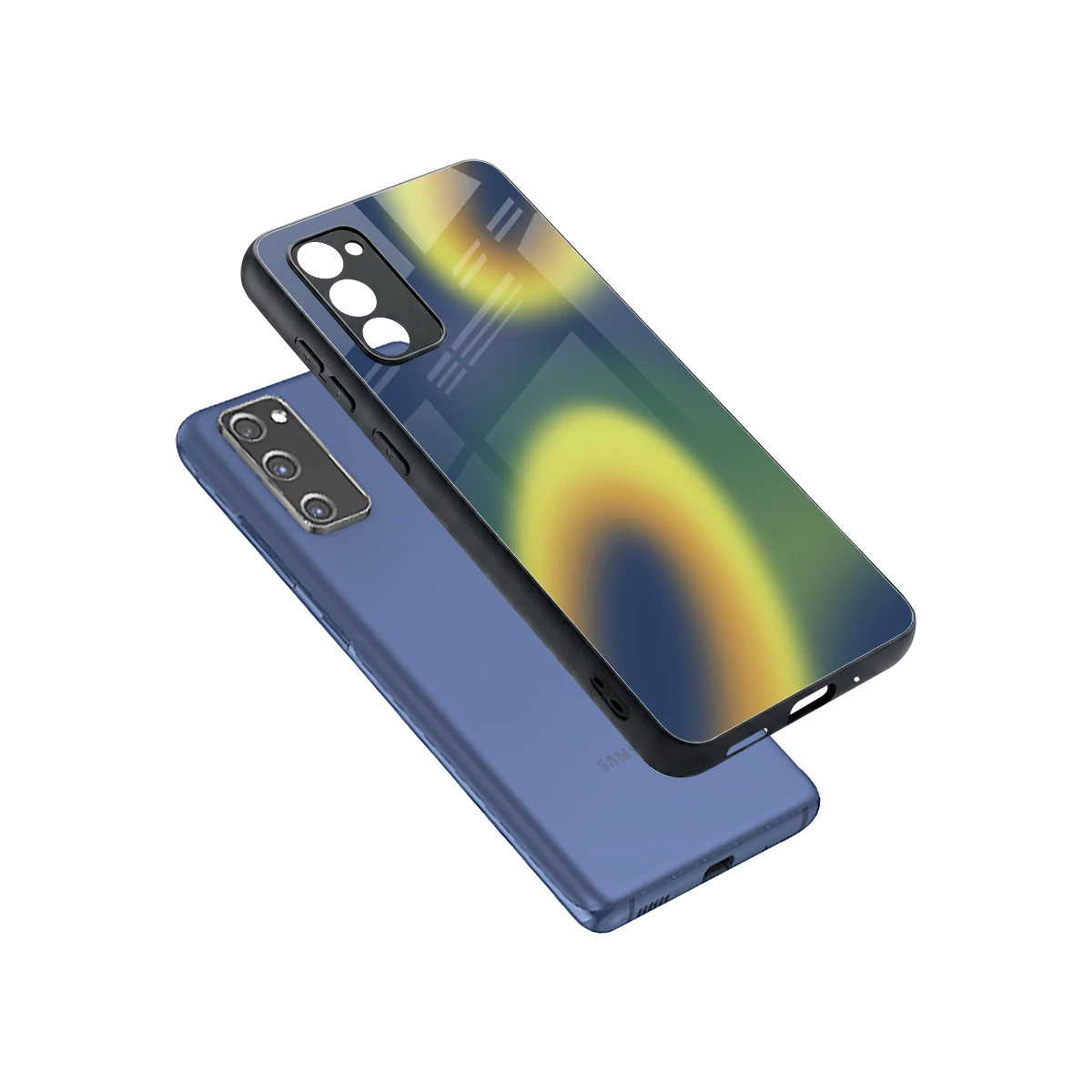 Aqua Sunset sleek samsung galaxy s20 fe cover with tempered glass back and TPU edges