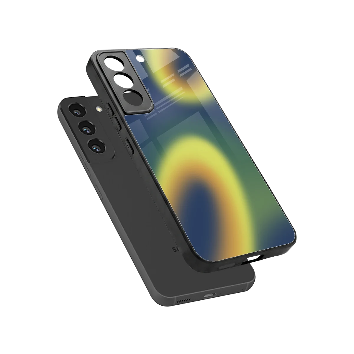 Aqua Sunset sleek samsung galaxy s22 cover with tempered glass back and TPU edges