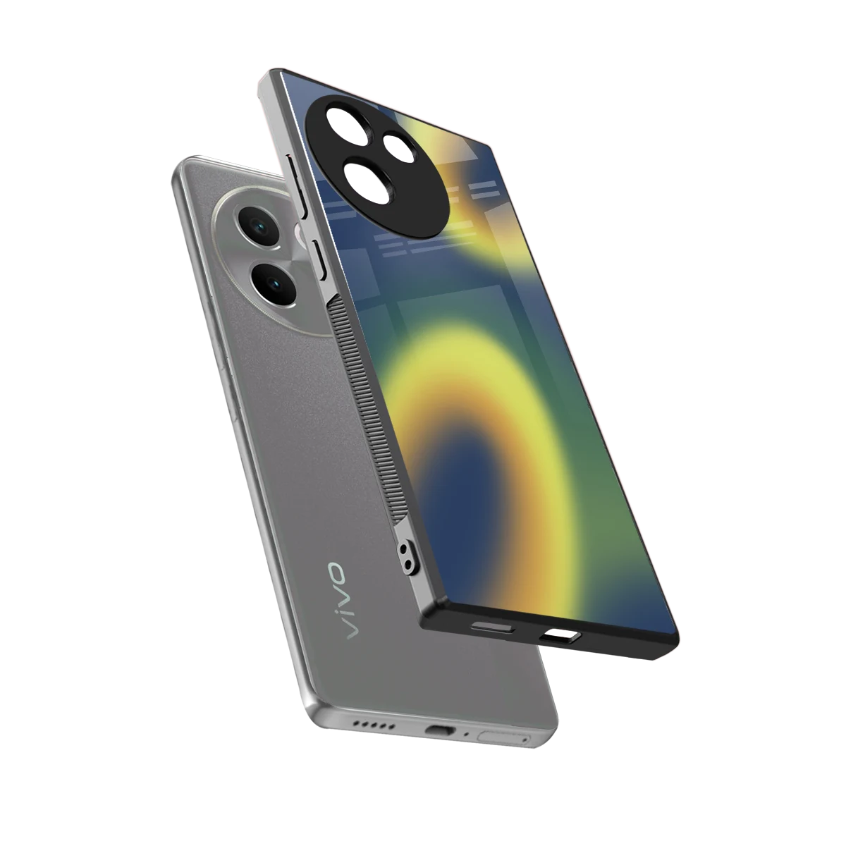 Aqua Sunset sleek vivo v30e cover with tempered glass back and TPU edges