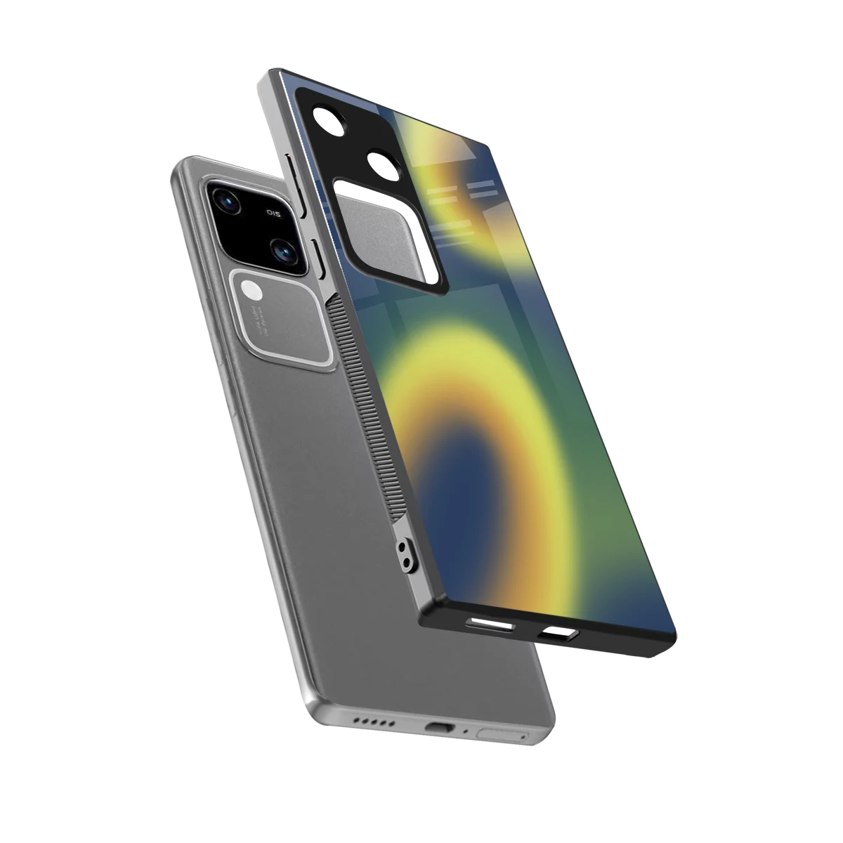 Aqua Sunset sleek vivo v30 cover with tempered glass back and TPU edges