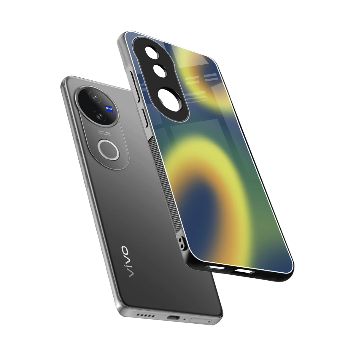 Aqua Sunset sleek vivo v50 cover with tempered glass back and TPU edges