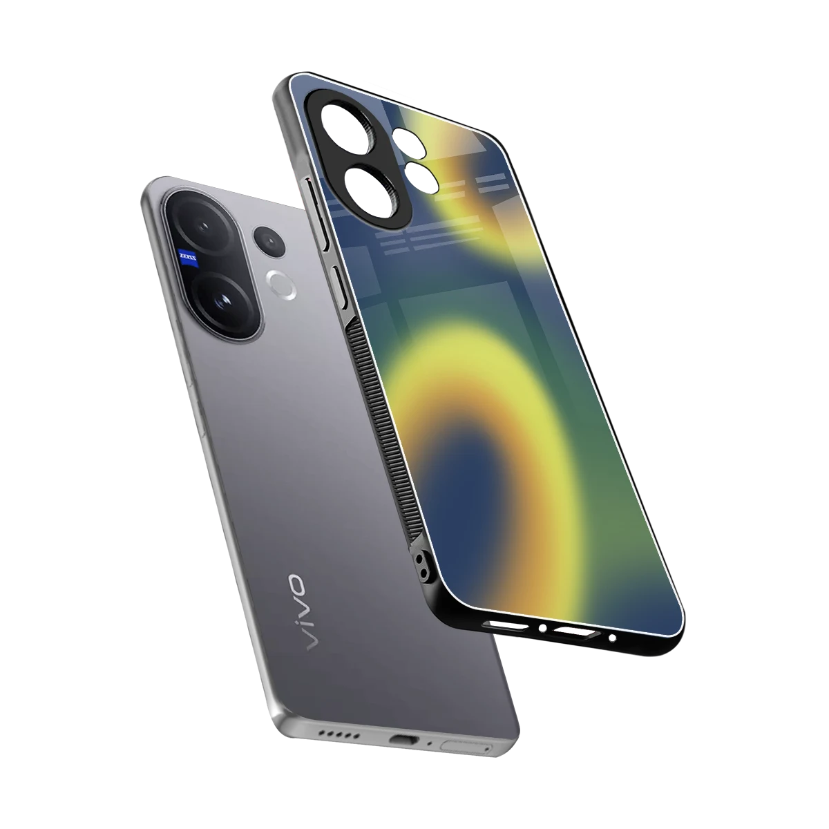 Aqua Sunset sleek vivo v60 cover with tempered glass back and TPU edges