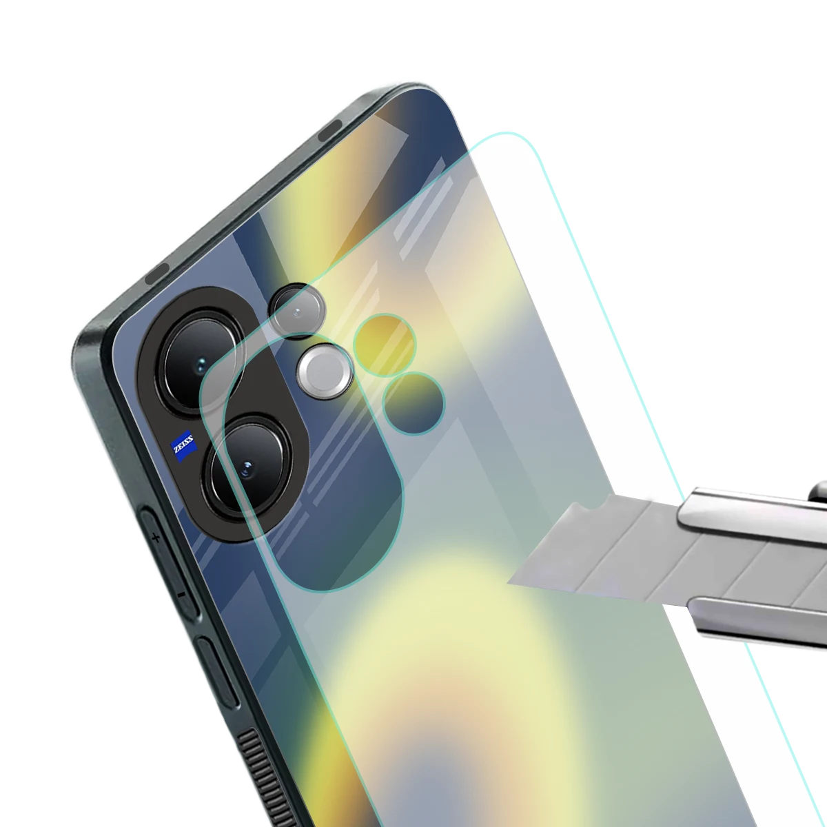 Aqua Sunset stylish phone case for vivo v60 | glossy glass and slim fit