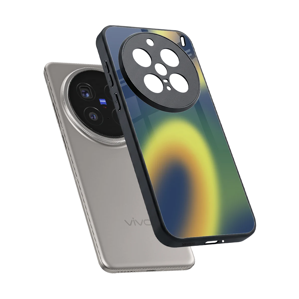 Aqua Sunset sleek vivo x200 pro cover with tempered glass back and TPU edges