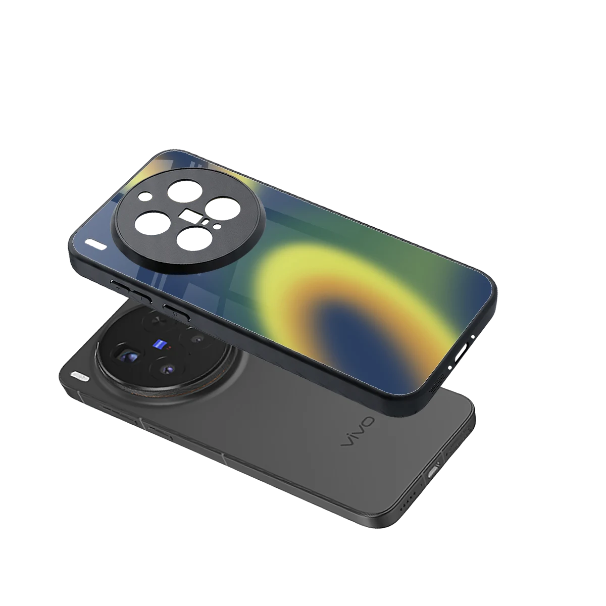 Aqua Sunset sleek vivo x300 pro cover with tempered glass back and TPU edges