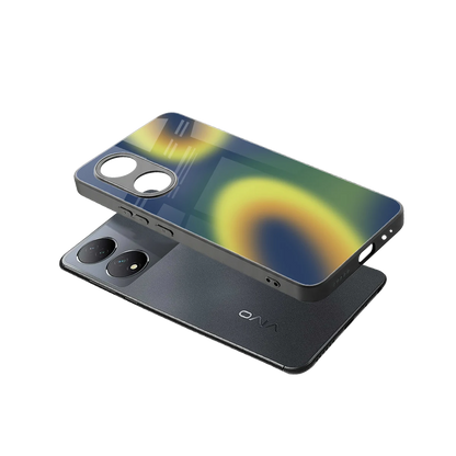 Aqua Sunset sleek Vivo-y100 cover with tempered glass back and TPU edges