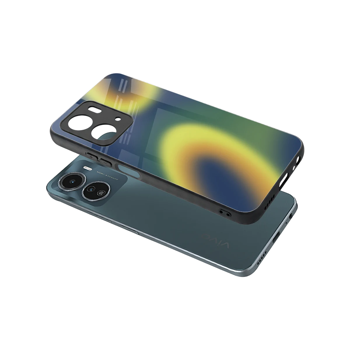 Aqua Sunset sleek vivo y16 cover with tempered glass back and TPU edges