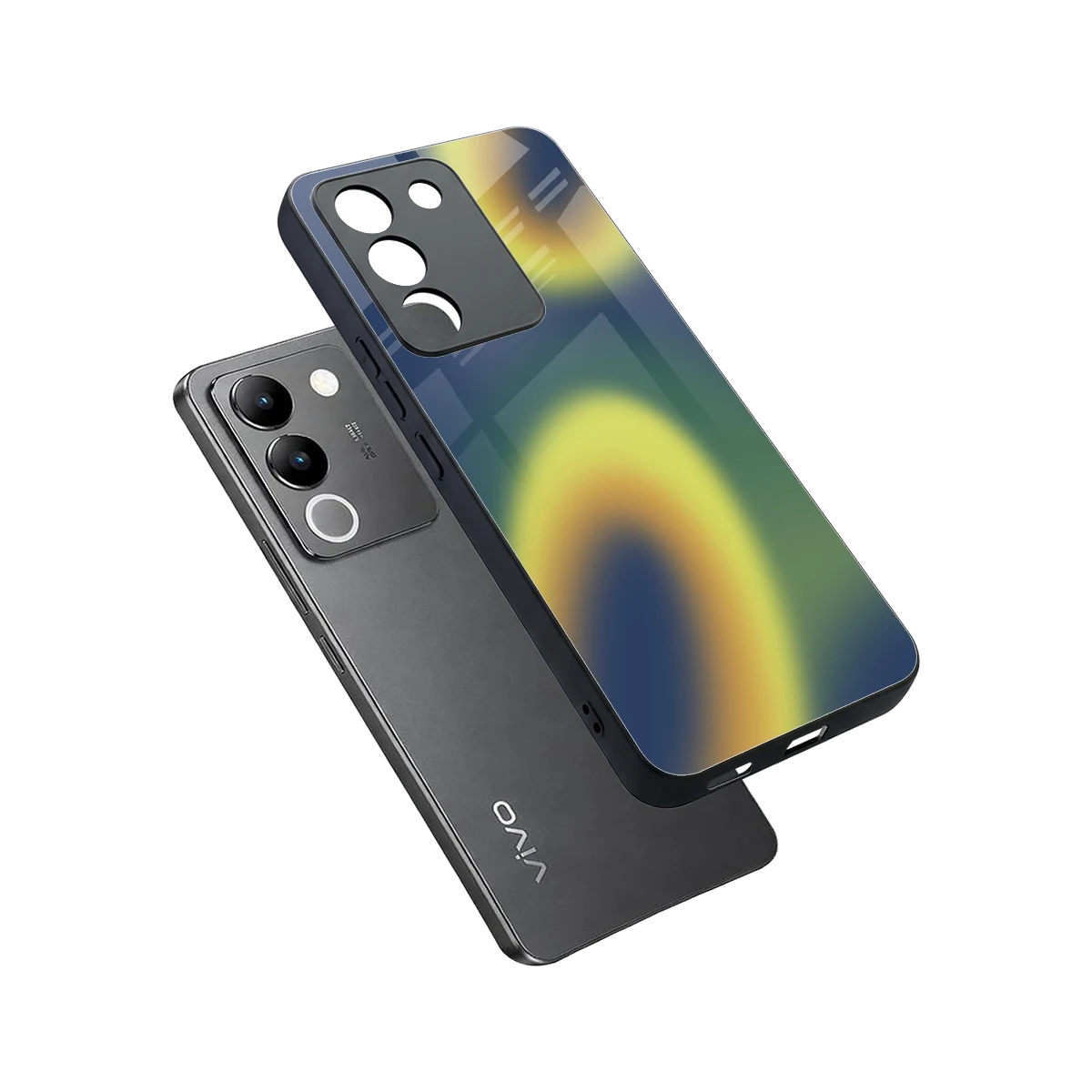 Aqua Sunset sleek vivo y200 5g cover with tempered glass back and TPU edges