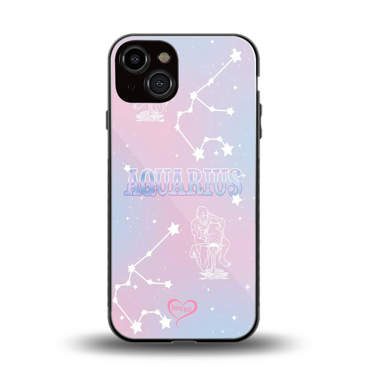 Aquarius Aura back phone cover | glass case for iphone 13
