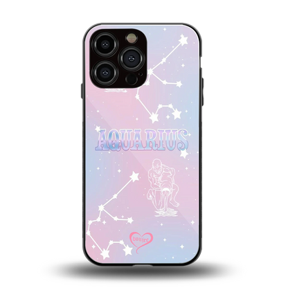 Aquarius Aura back phone cover | glass case for iphone 15 pro max
