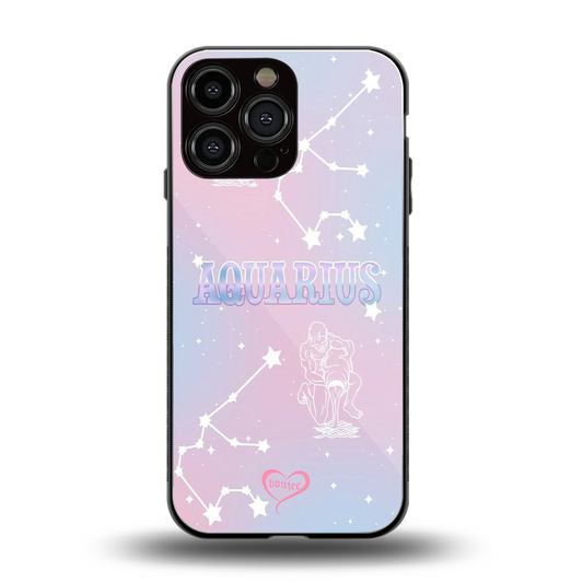 Aquarius Aura back phone cover | glass case for iphone 15 pro max