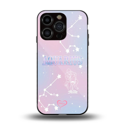 Aquarius Aura back phone cover | glass case for iphone 15 pro