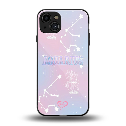 Aquarius Aura back phone cover | glass case for iphone 15