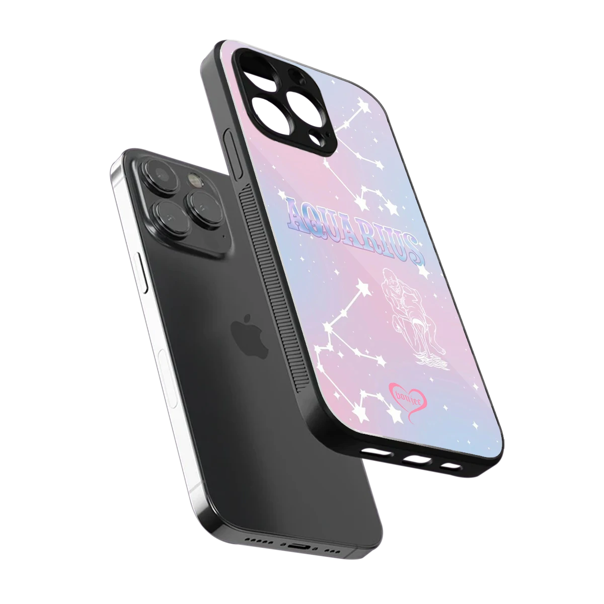 Aquarius Aura sleek iphone 15 pro cover with tempered glass back and TPU edges