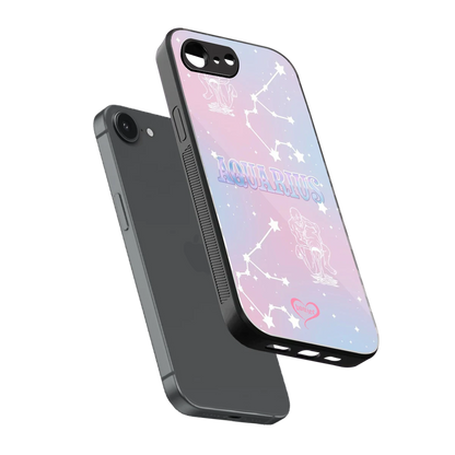 Aquarius Aura sleek iphone 16e cover with tempered glass back and TPU edges