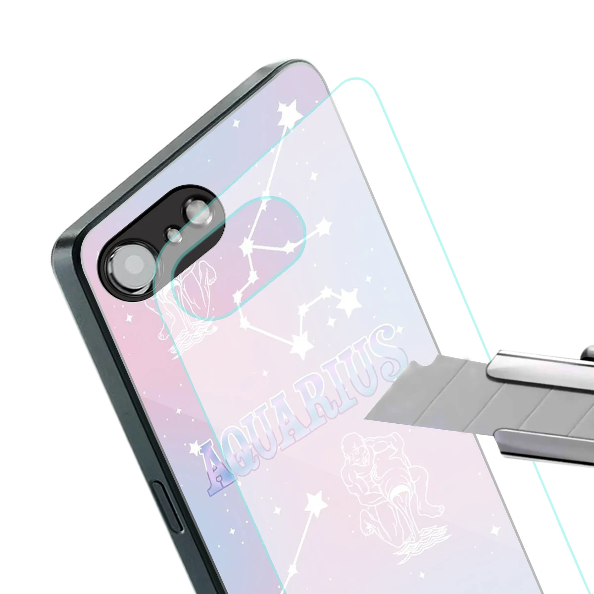 Aquarius Aura stylish phone case for iphone 16e | glossy glass and slim fit