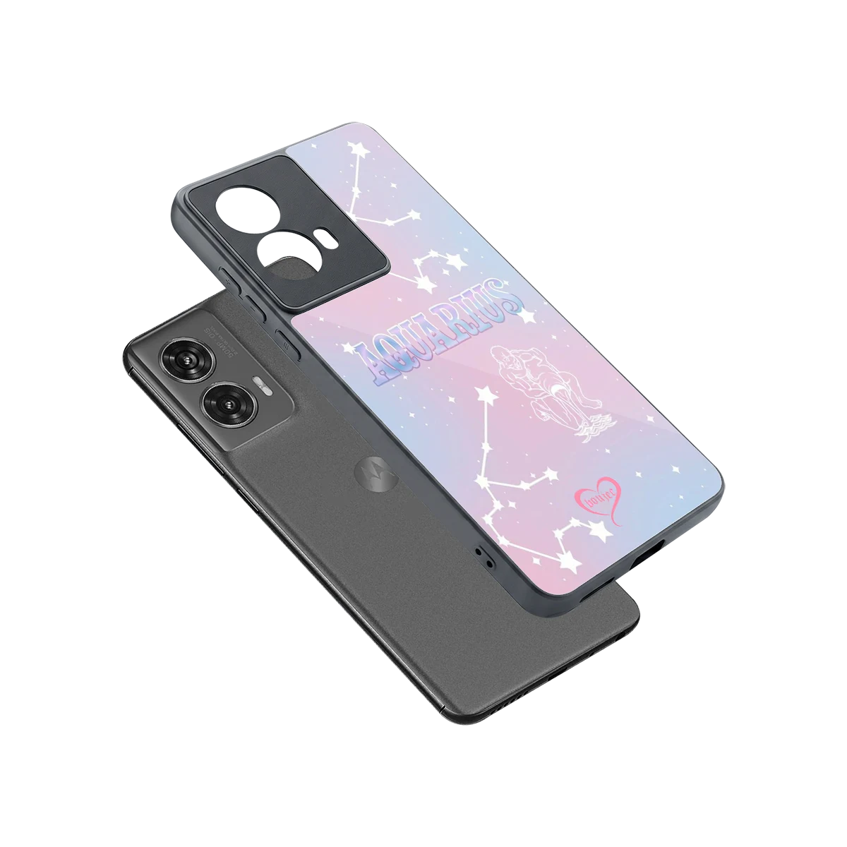 Aquarius Aura sleek motorola edge 50 fusion cover with tempered glass back and TPU edges