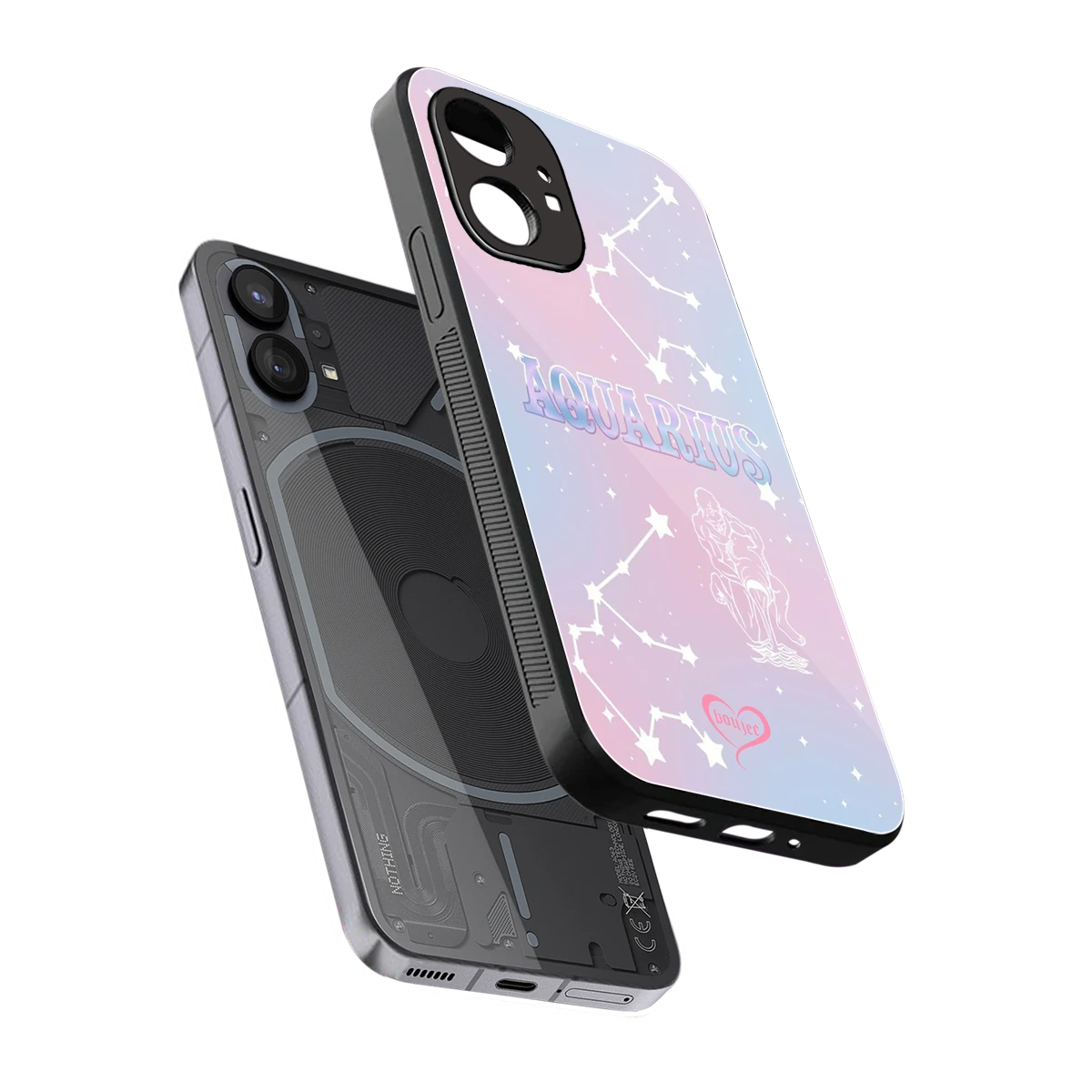 Aquarius Aura sleek nothing phone 1 cover with tempered glass back and TPU edges