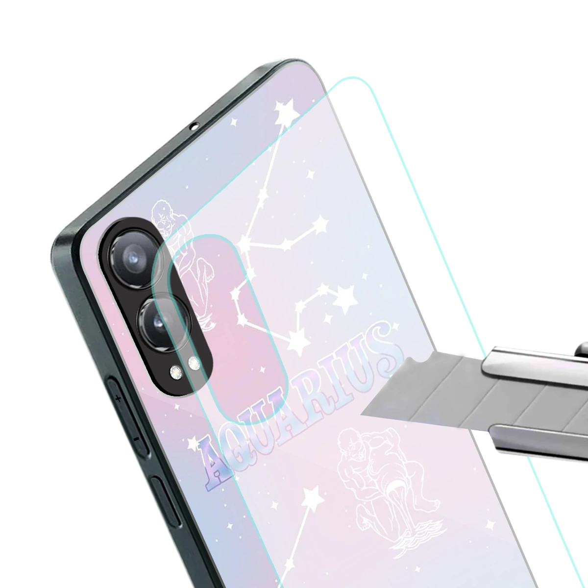 Aquarius Aura stylish phone case for oneplus nord ce 4 lite | glossy glass and slim fit