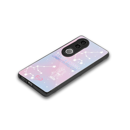 Aquarius Aura stylish phone case for vivo v50 | glossy glass and slim fit