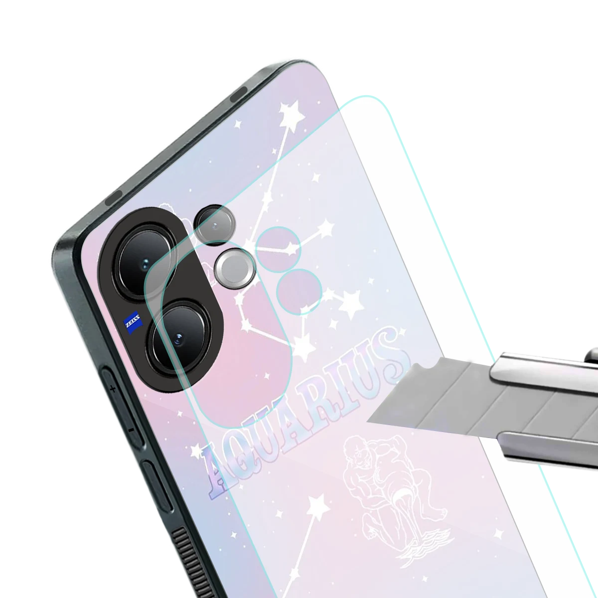 Aquarius Aura stylish phone case for vivo v60 | glossy glass and slim fit