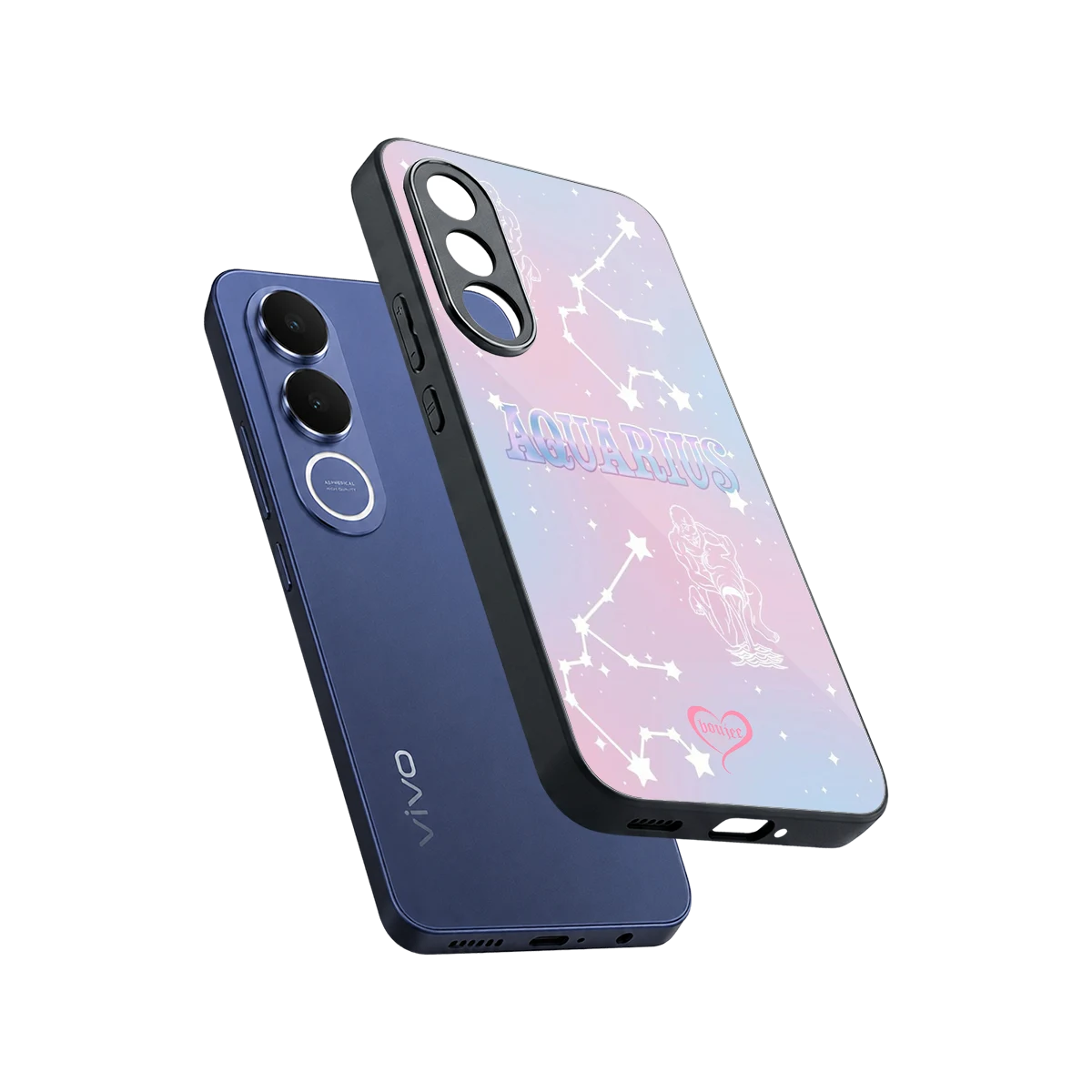 Aquarius Aura sleek vivo v70 fe cover with tempered glass back and TPU edges