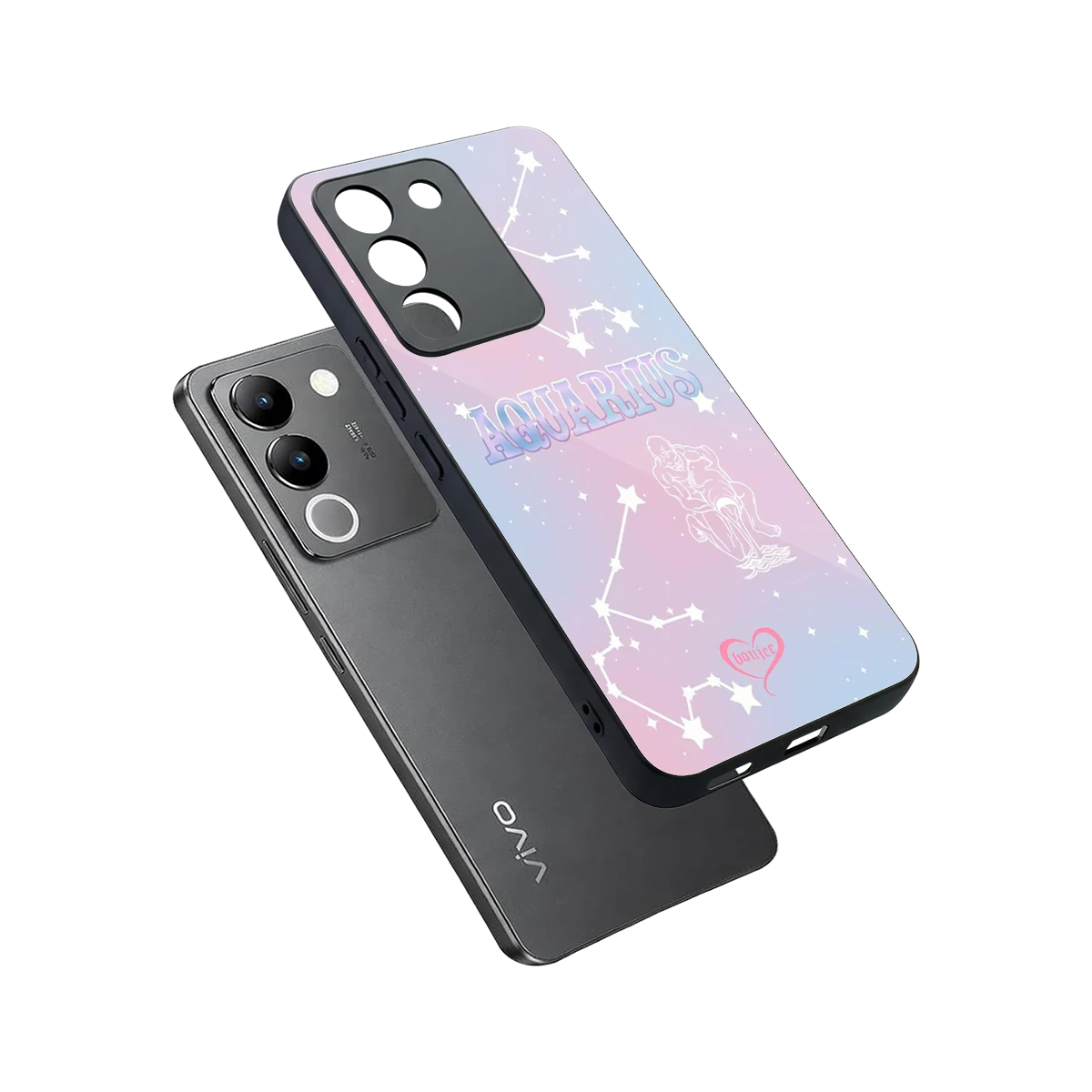 Aquarius Aura sleek vivo y200 5g cover with tempered glass back and TPU edges