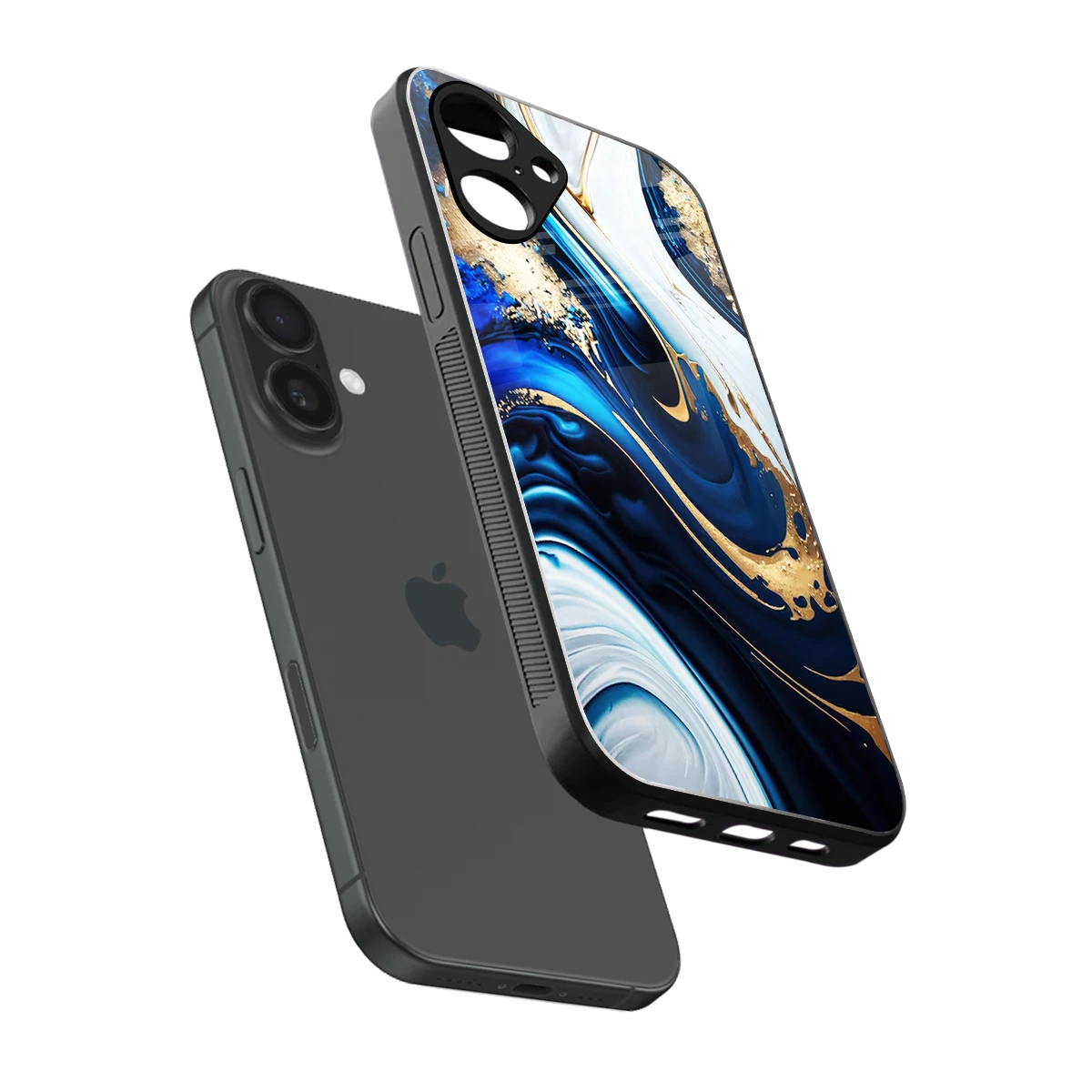 Arctic Flow sleek iPhone 16 cover with tempered glass back and TPU edges