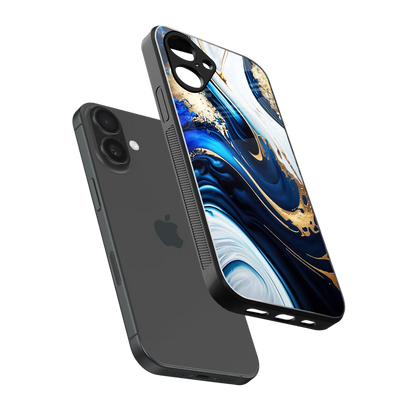 Arctic Flow sleek iPhone 16 cover with tempered glass back and TPU edges