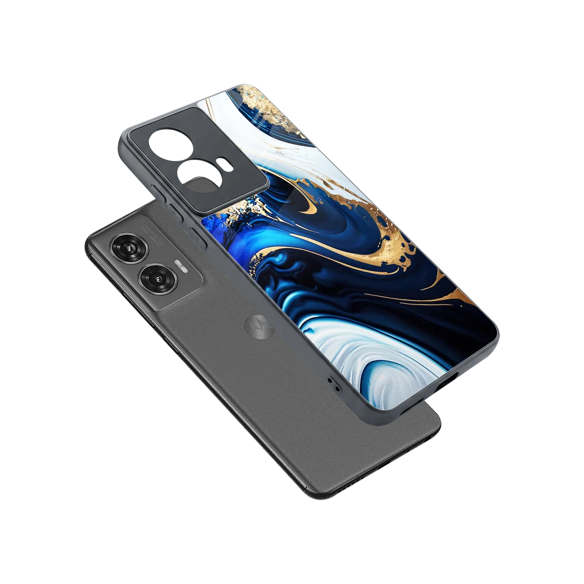 Arctic Flow sleek motorola edge 50 fusion cover with tempered glass back and TPU edges