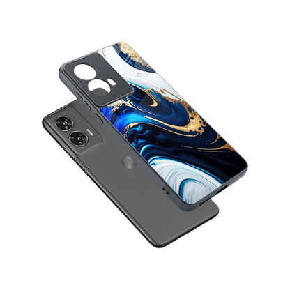 Arctic Flow sleek motorola edge 50 fusion cover with tempered glass back and TPU edges