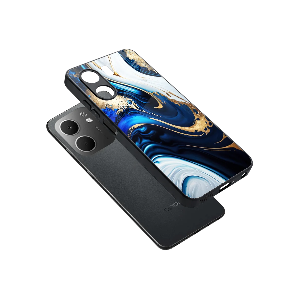 Arctic Flow sleek oppo a5x 5g cover with tempered glass back and TPU edges