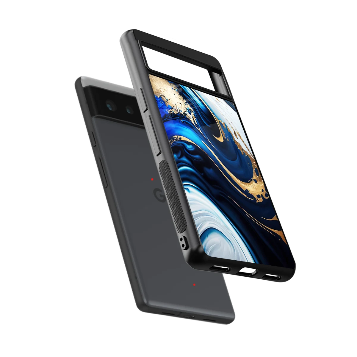 Arctic Flow sleek google pixel 6a cover with tempered glass back and TPU edges