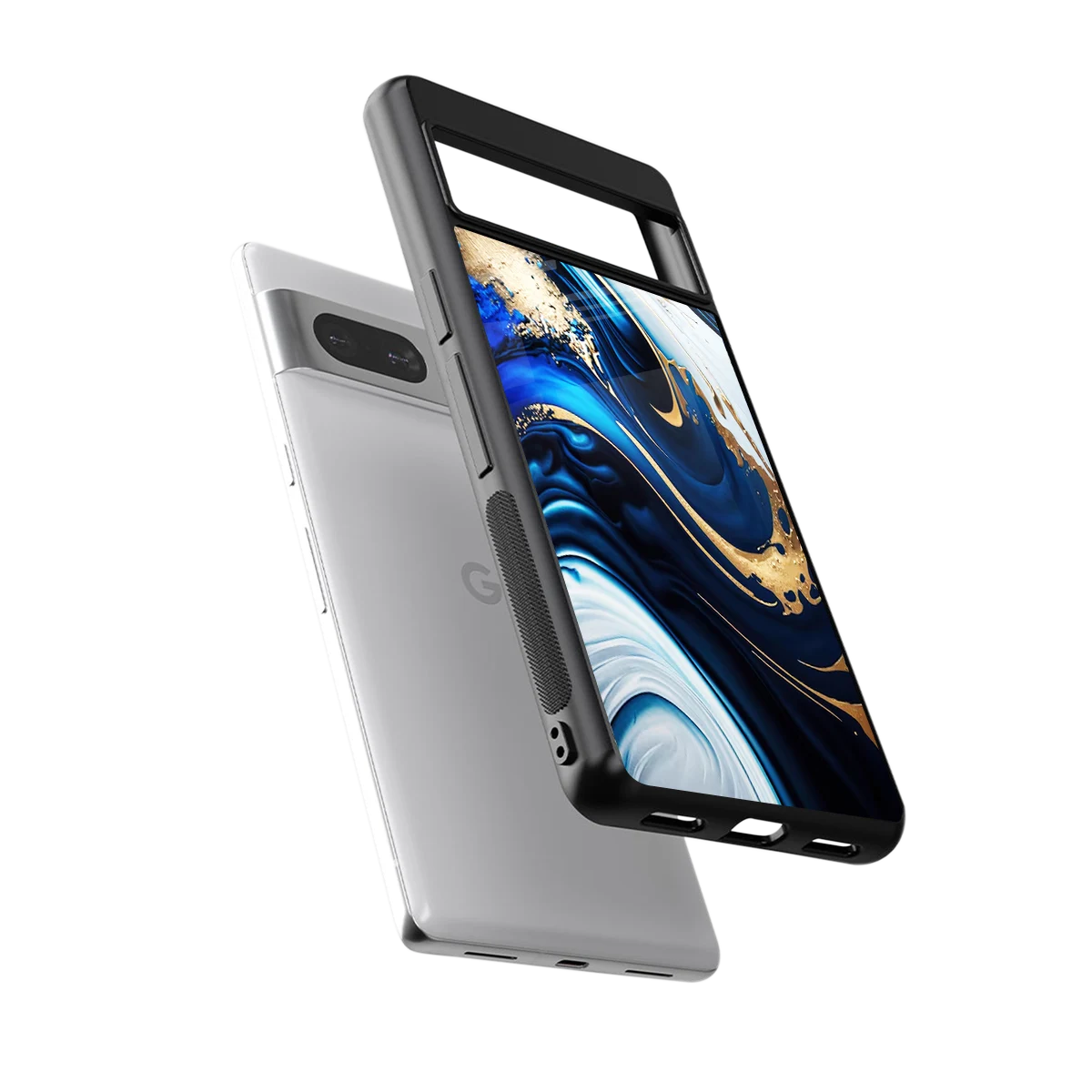 Arctic Flow sleek google pixel 7 cover with tempered glass back and TPU edges