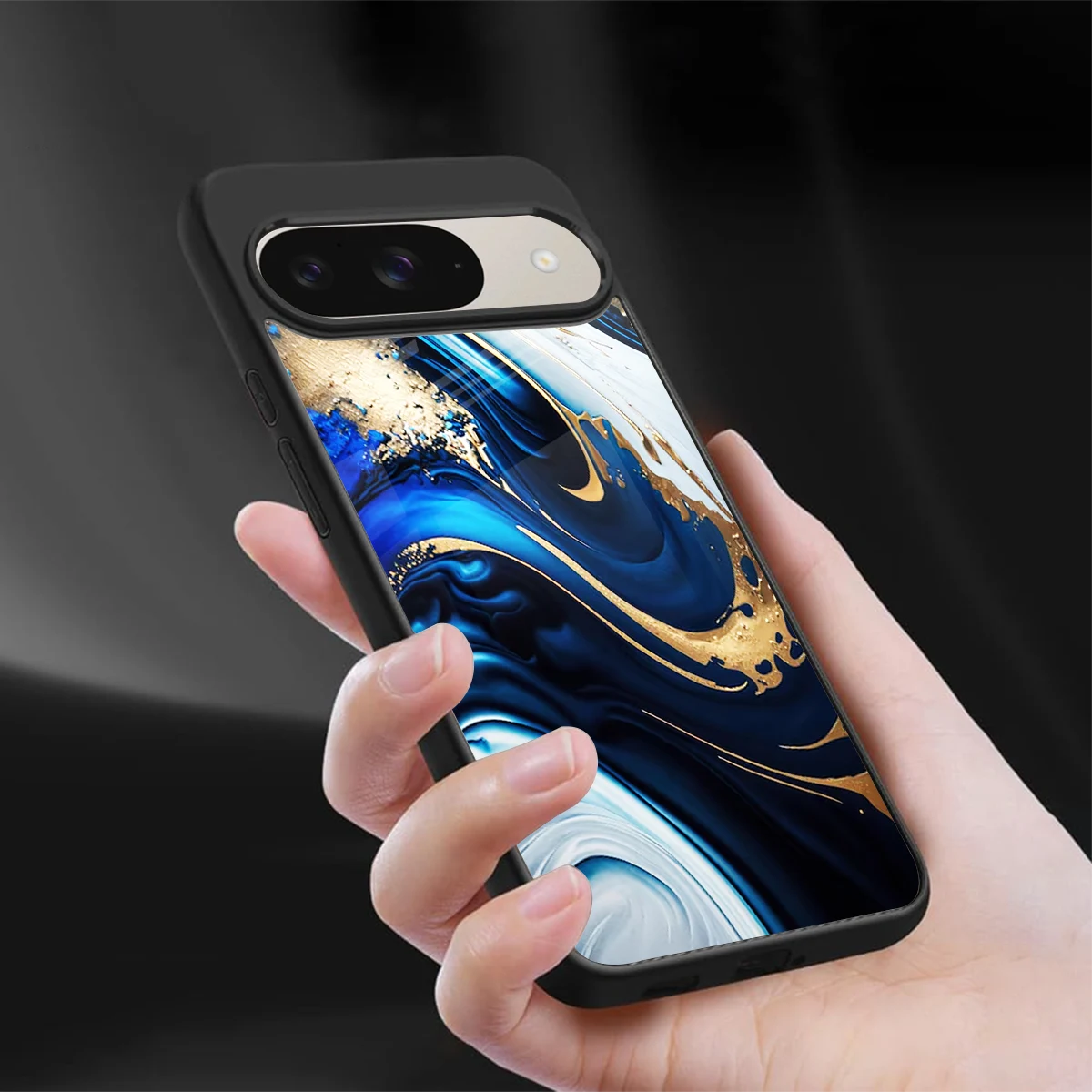 Arctic Flow sleek google pixel 9 cover with tempered glass back and TPU edges