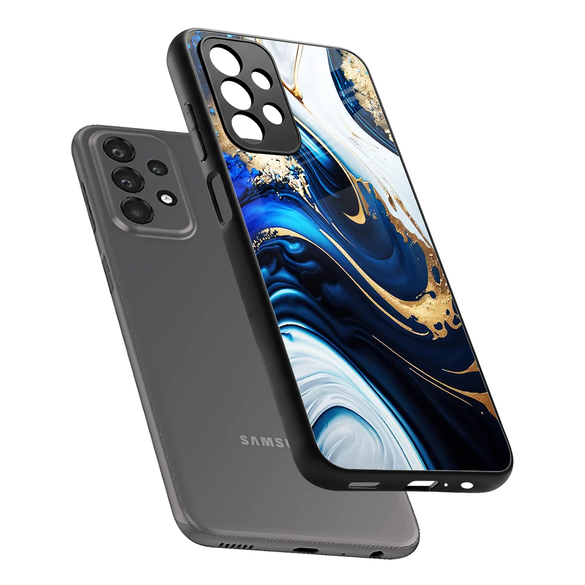Arctic Flow sleek samsung galaxy a23 cover with tempered glass back and TPU edges