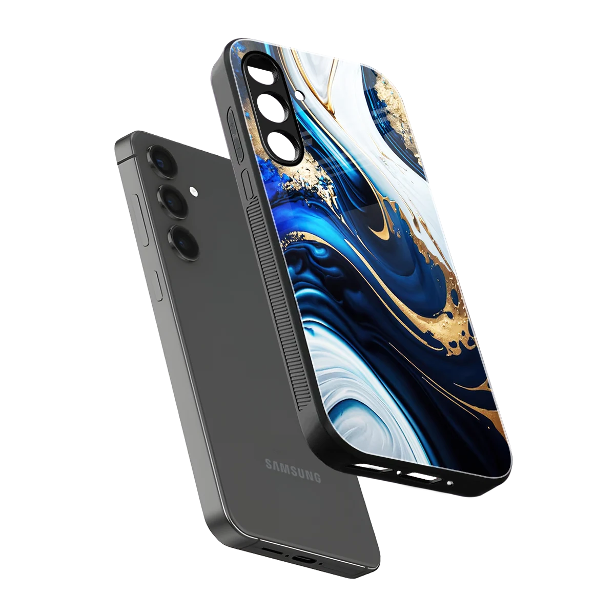 Arctic Flow sleek samsung galaxy m34 5g cover with tempered glass back and TPU edges